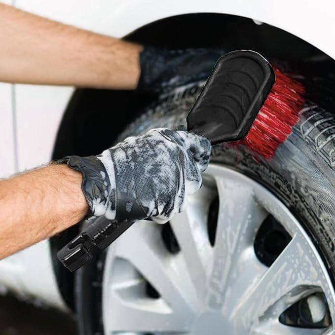 BROTHERS Red Car Wheel Long Handled Soft Brush For Car Washing