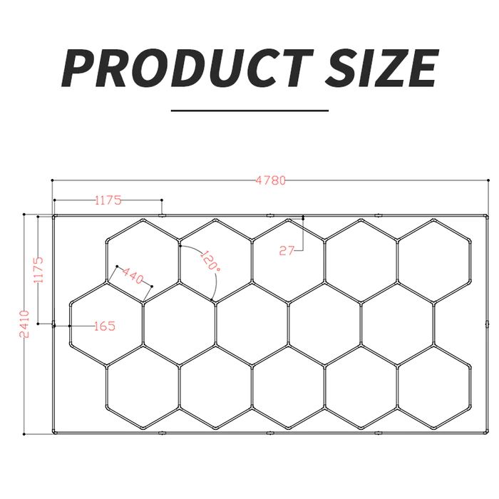 BROTHERS ZT1028 15PCs Hexagons Lighting System For Car Detailing & Washing Workshop / نظام اضاءة سقف سداسي (Hexagon) 15 خلية لمراكز الديتيلنج ماركة براذرز - موديل ZT1028
