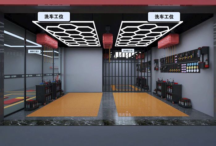 BROTHERS ZT6028 14PCs Hexagons Lighting System For Car Detailing & Washing Workshop / نظام اضاءة سقف سداسي (Hexagon) 14 خلية (اطار مستطيل) ماركة براذرز - موديل ZT6028