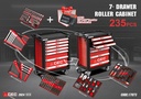 GEC 7 Professional Drawers Ball Bearing Tool Trolley Cart 235 PCS / تروللي عدة احترافي 7 درج ماركة جي اي سي - مجهز 235 قطعة (شهادة المانية)