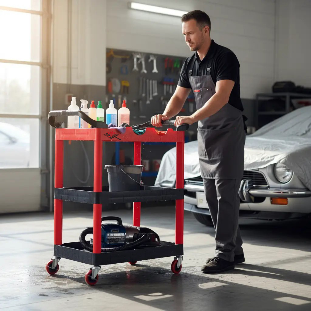 BROTHERS 3-Tier Tools Cart Trolley - Detailing Trolley (GEN1) ترولي كاركير برازارز متحرك (جيل أول) 3 رف BR/TOOL VEHICLE G1