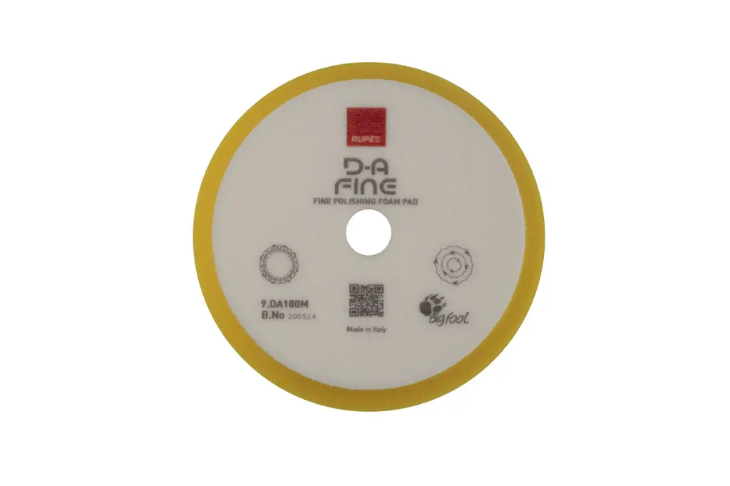 RUPES D-A Fine Medium Cut Yellow Foam Polishing Pad 180mm 6 Inch / سفنجة تلميع خشونة متوسطة دول اكشن ماركة روبيس موديل D-A Fine ايطالي - مقاس 6 بوصة (لون أصفر)