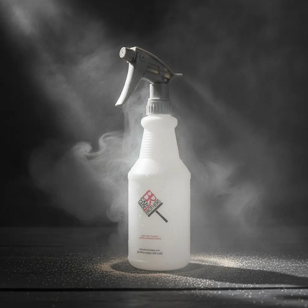 BROTHERS Taiwanese Chemical Resistant Spray Bottle 650ML showcased with dramatic smoke lighting - بخاخ براذرز التايواني مقاوم للكيماويات ٦٥٠ مل في إضاءة درامية