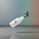 Creative product shot of floating BROTHERS Chemical Resistant Trigger Spray Bottle 650ML - بخاخ براذرز التايواني طائر في الهواء مع خلفية ملونة