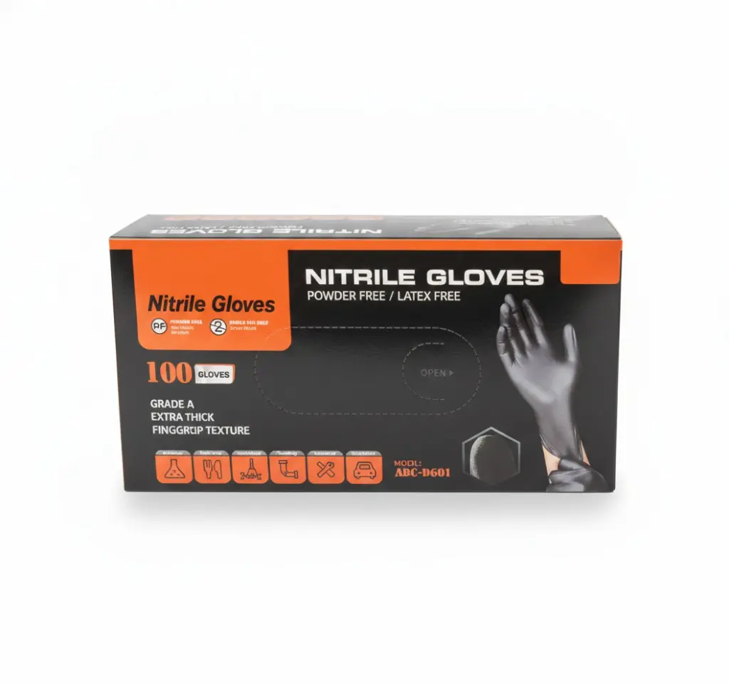 BROTHERS Black Vinyl Gloves Backet - Powder Free 100PCS / علبة جوانتي فينيل سوداء 100 قطعة ماركة براذرز - مقاسات