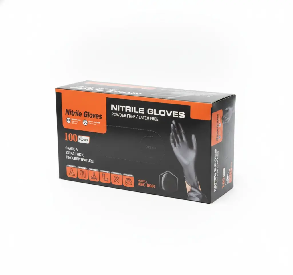 BROTHERS Black Vinyl Gloves Backet - Powder Free 100PCS / علبة جوانتي فينيل سوداء 100 قطعة ماركة براذرز - مقاسات