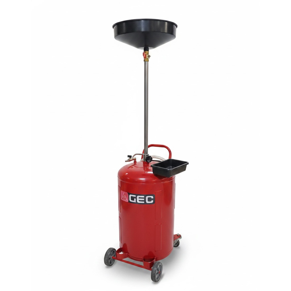 GEC Pneumatic Mobile Waste Oil Gravity Drainer 70L - Adjustable Funnel
