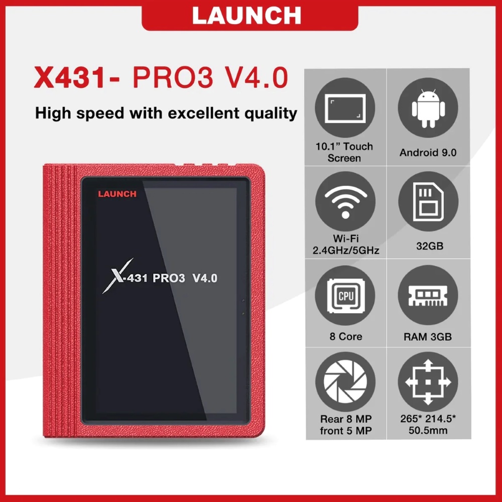 جهاز كشف اعطال ماركة لانش موديل X-431 PRO3 (تحديث مجاني 3 سنوات) - شاشة 10.1 بوصة